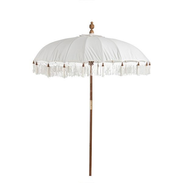 Sluit een verzekering af lengte infrastructuur Parasol + Pompom Cotton / Wood White : bohoria.com